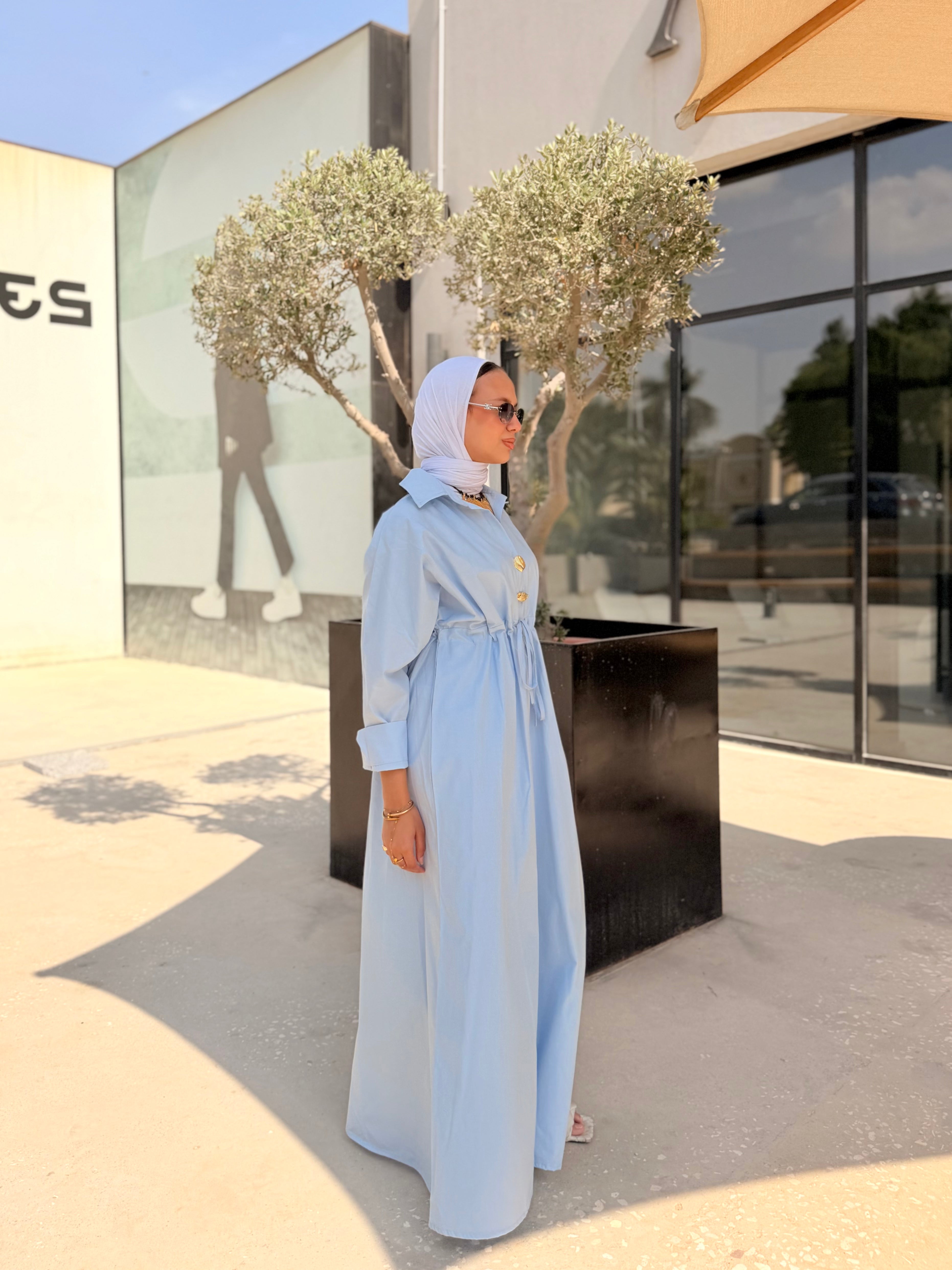 Poplin Shirt Dress – Baby Blue