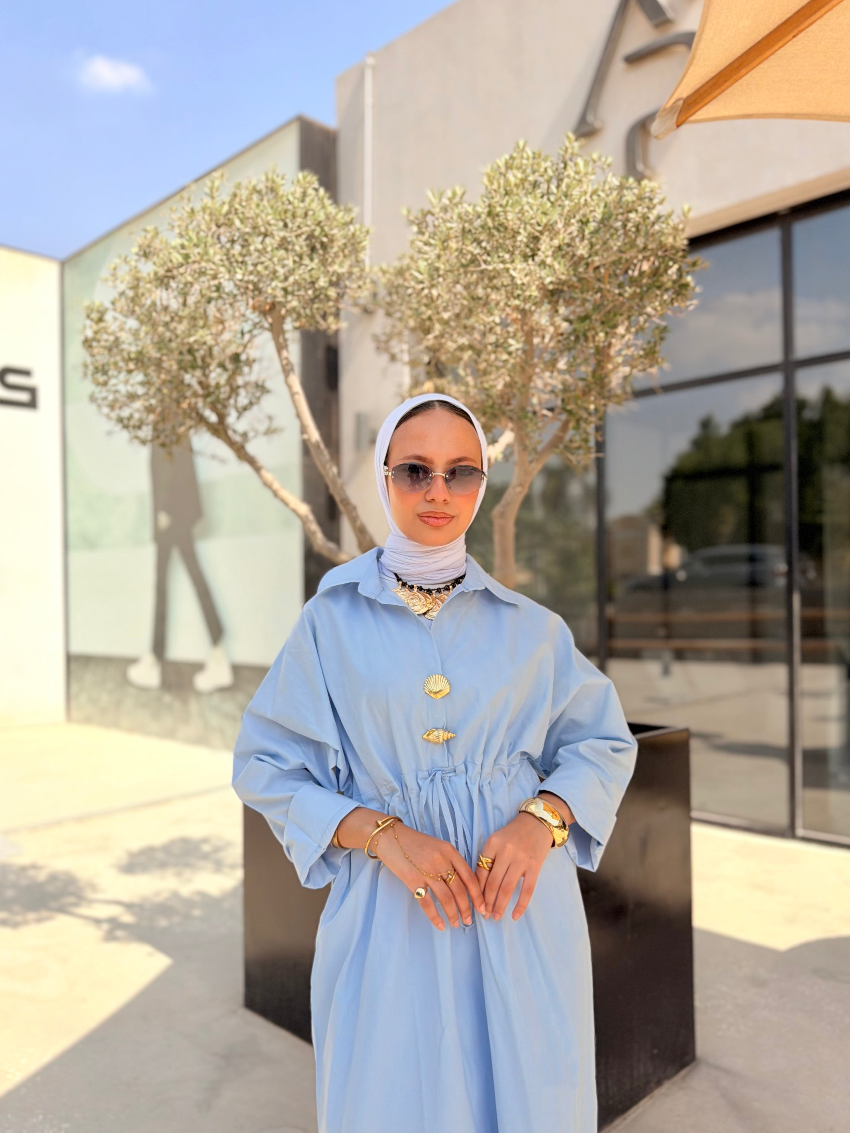 Poplin Shirt Dress – Baby Blue