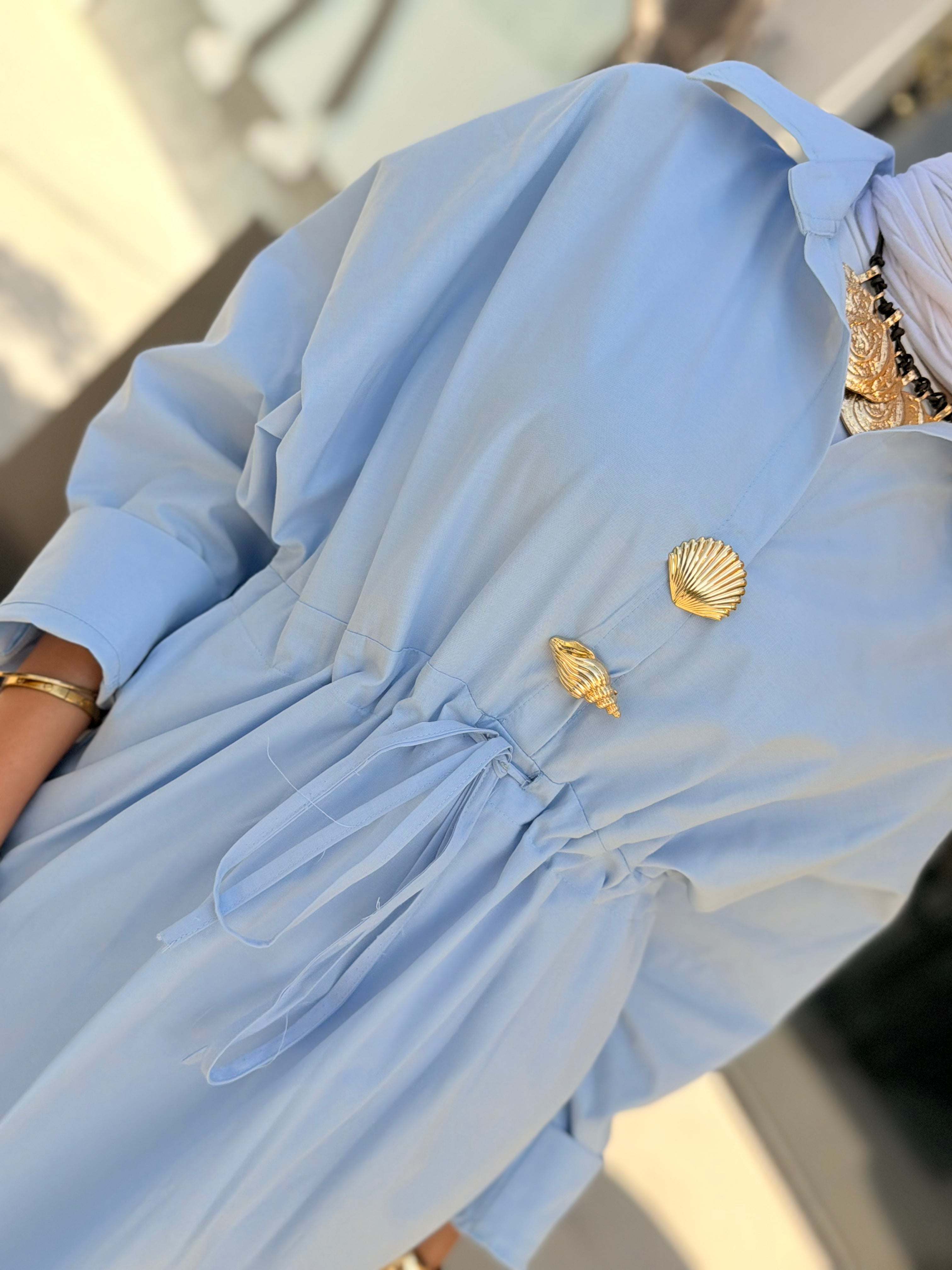 Poplin Shirt Dress – Baby Blue