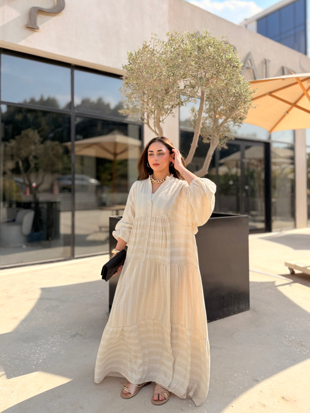 Tiered Maxi Dress – Natural Beige