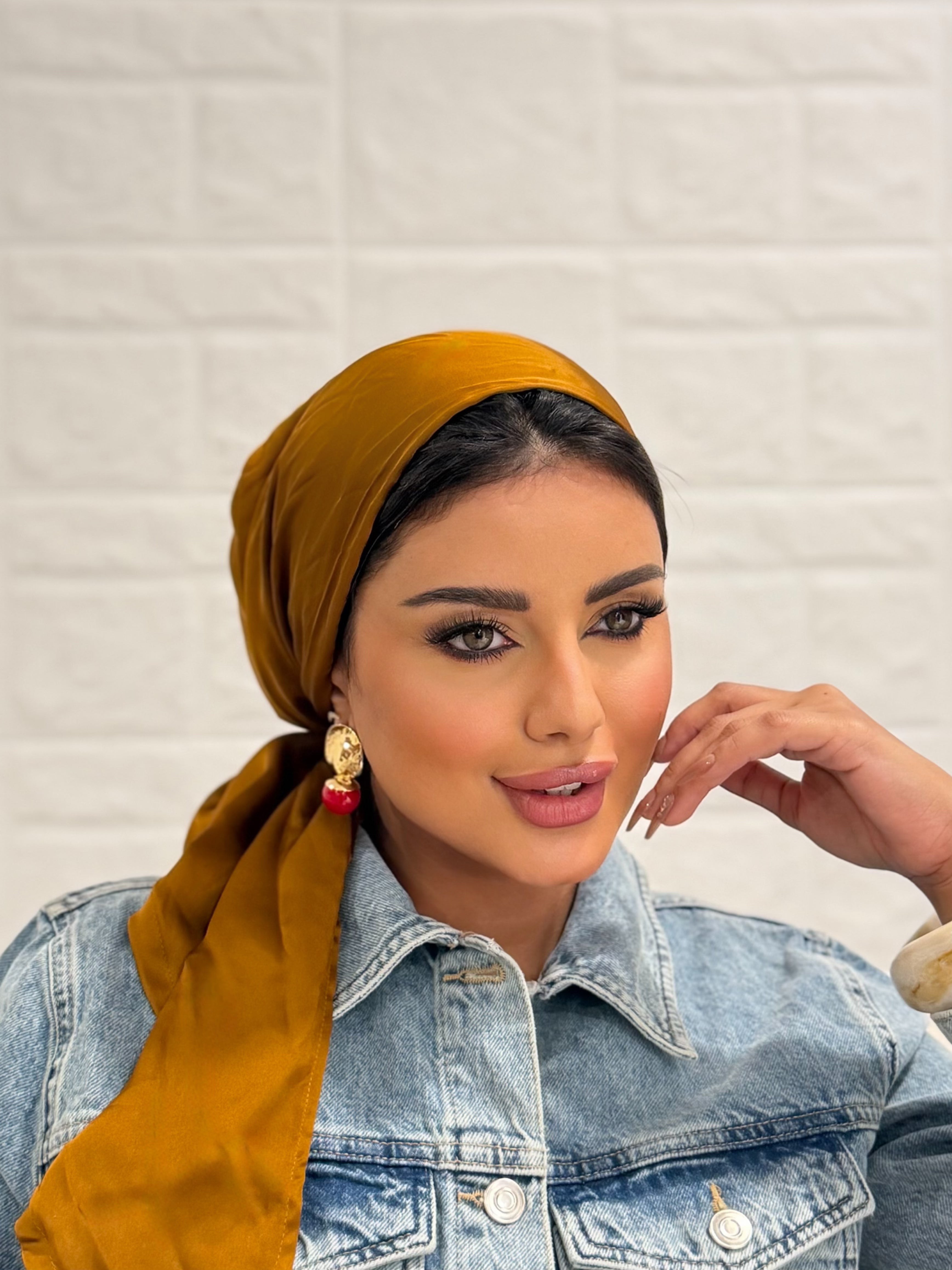 Satin Head Scarf – Mustard