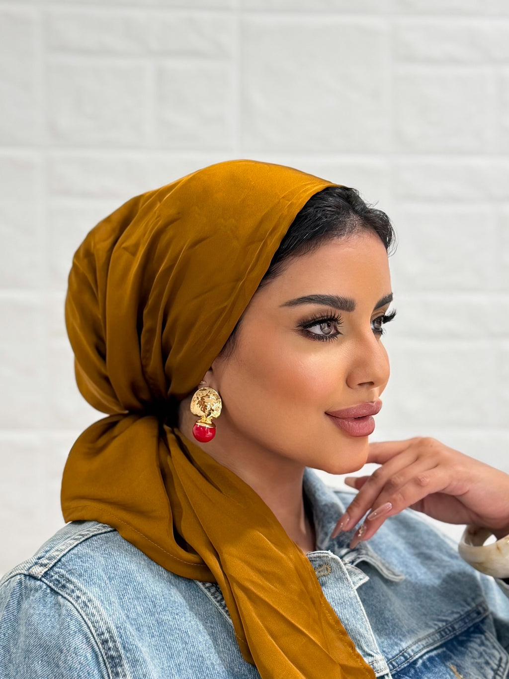 Satin Head Scarf – Mustard
