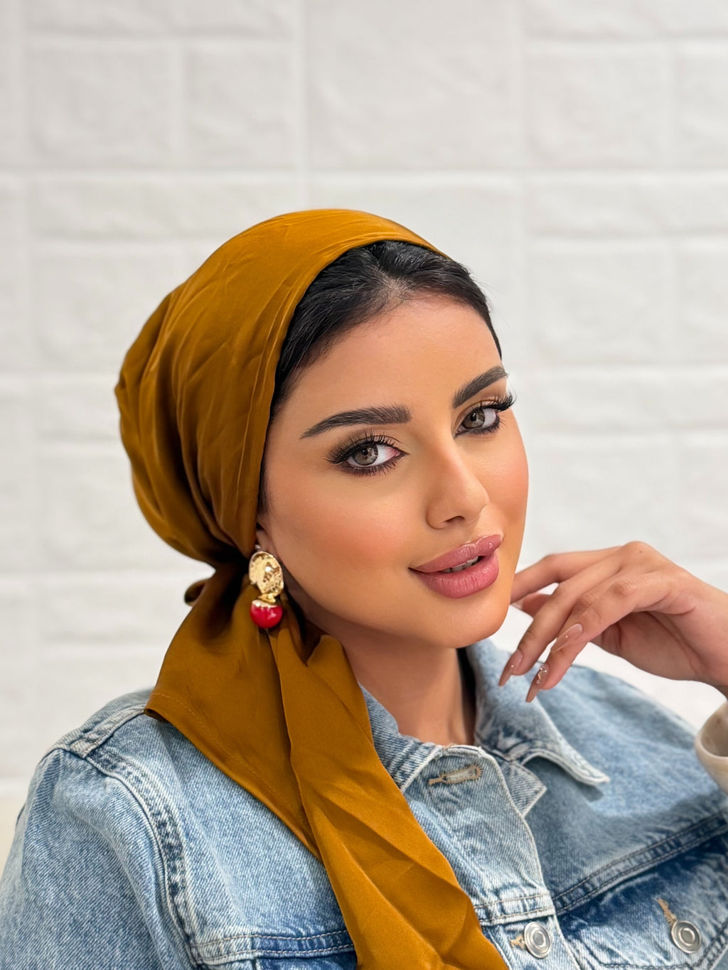 Satin Head Scarf – Mustard