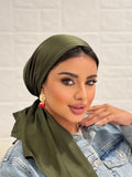 Satin Head Scarf – Olive Green