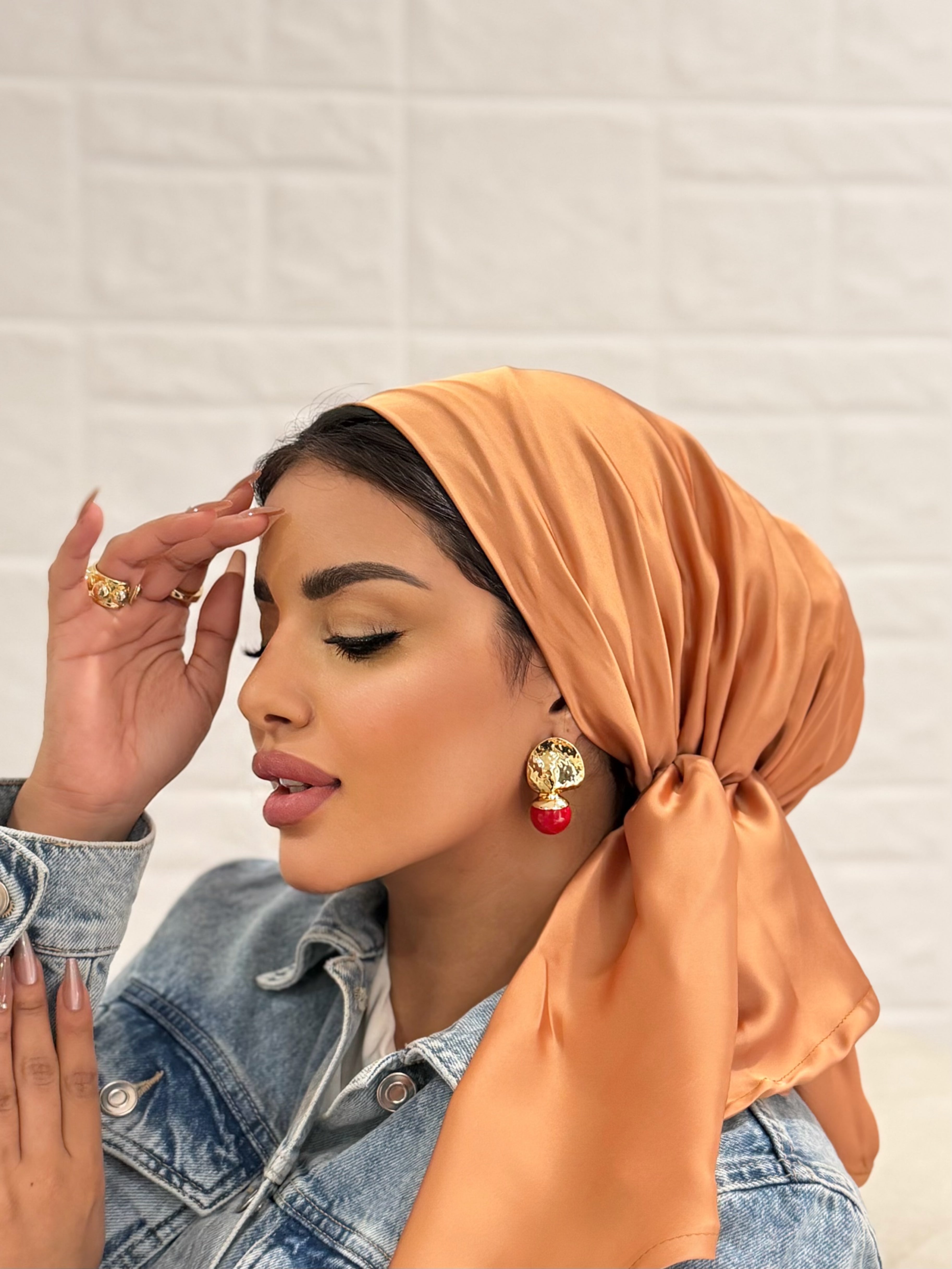 Satin Head Scarf – Peach