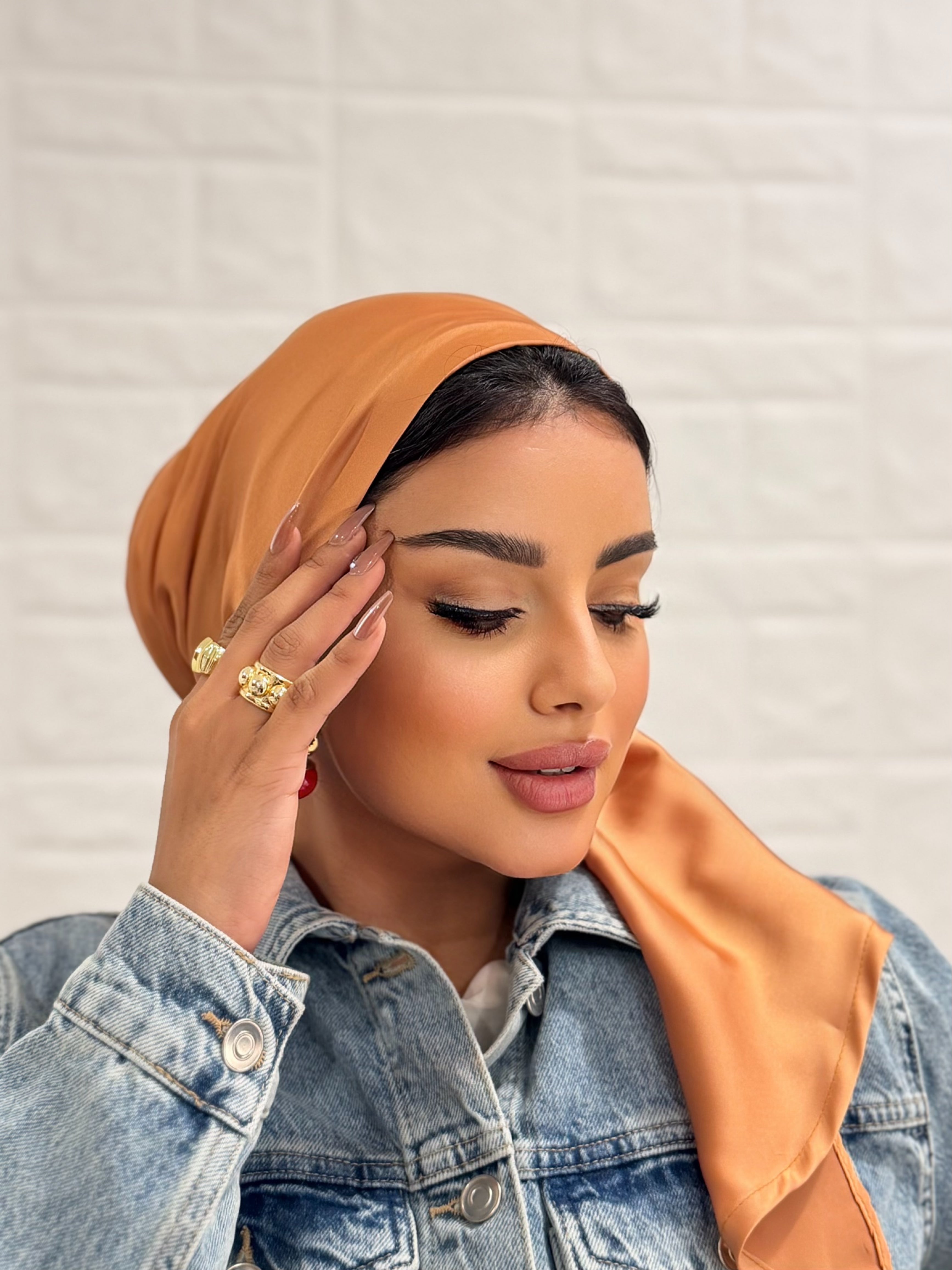 Satin Head Scarf – Peach