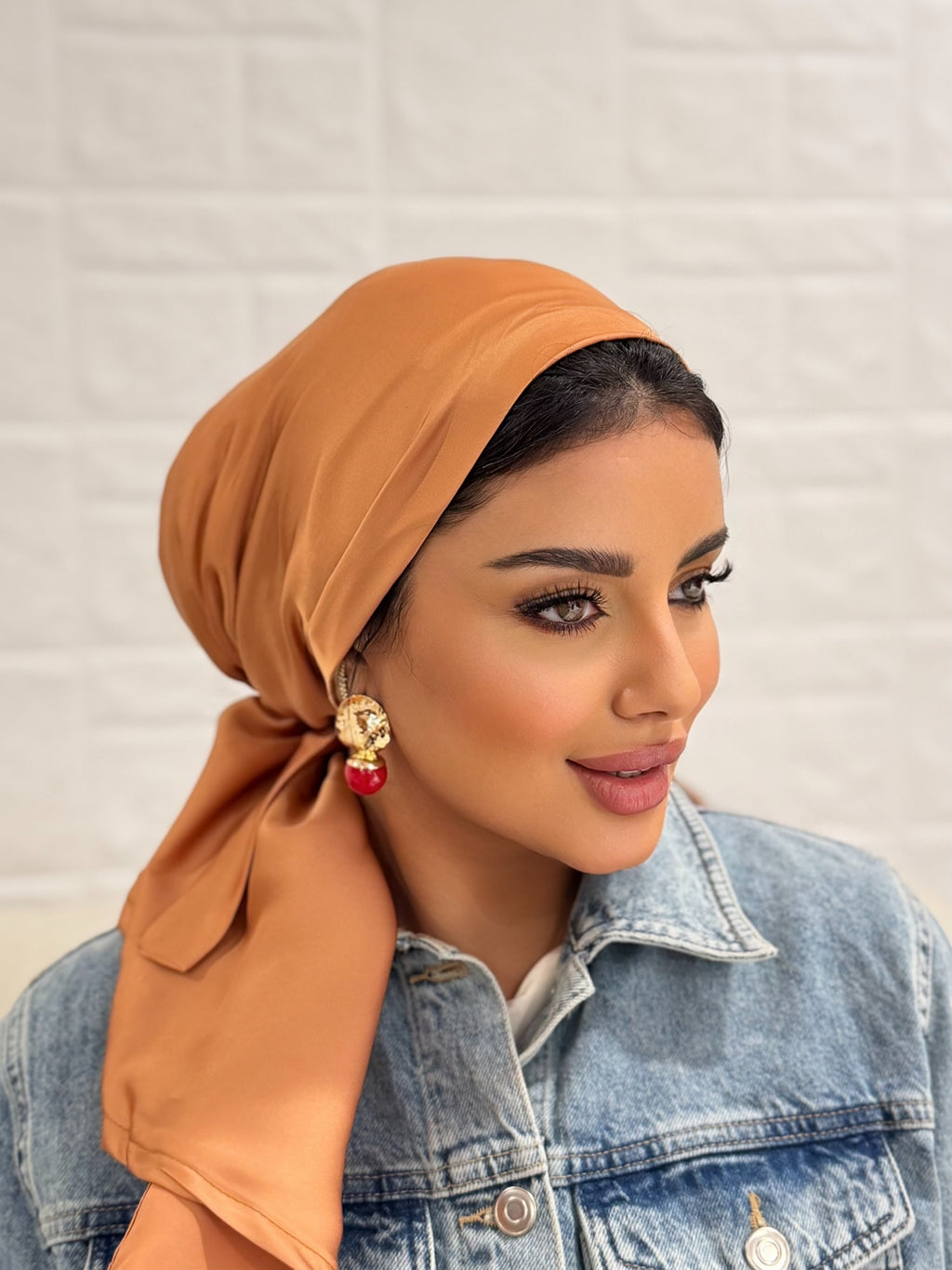 Satin Head Scarf – Peach