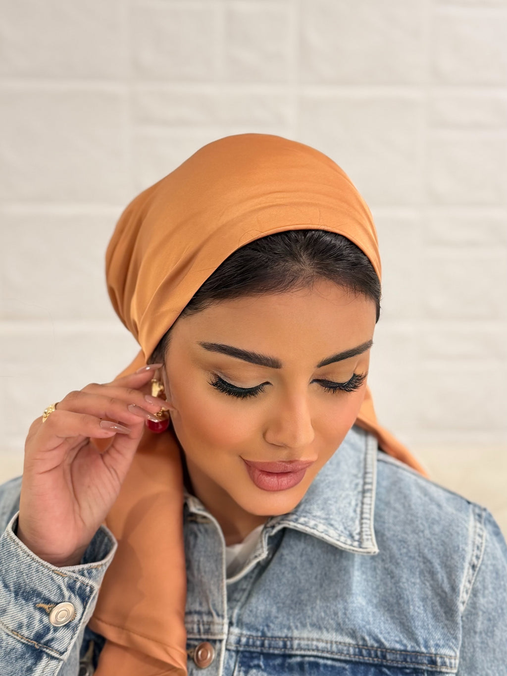 Satin Head Scarf – Peach