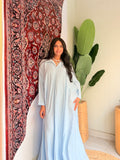 Flowy Collared Maxi Dress – Sky Blue