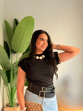 Asymmetric Ruched Top – Black