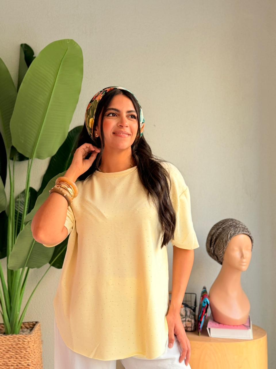 Starlight Sparkle Oversized T-Shirt- Butter Yellow