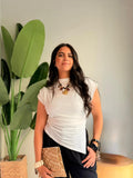 Asymmetric Ruched Top – White